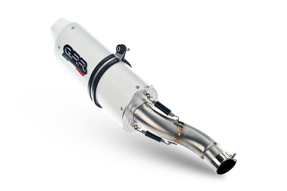 Exhaust system compatible with Husqvarna Supermoto 701 2015-2016, Albus Ceramic, Homologated legal slip-on exhaust including removable db killer and link pipe 