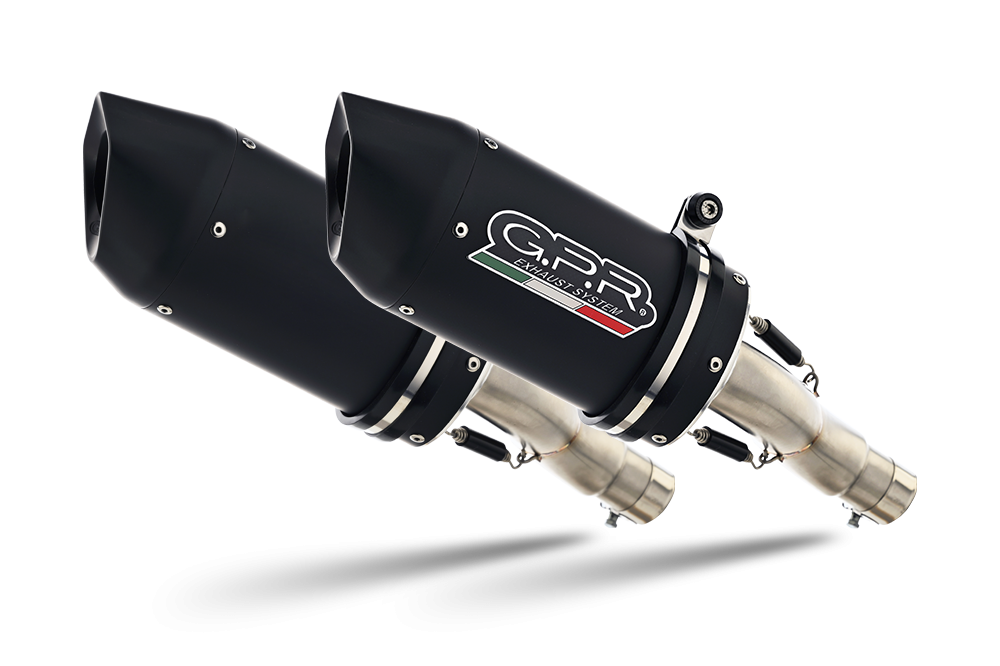 Exhaust system compatible with Ducati Hypermotard 1100 - 1100 Evo 2007-2012, Furore Nero, Dual Homologated legal slip-on exhaust including removable db killers and link pipes 