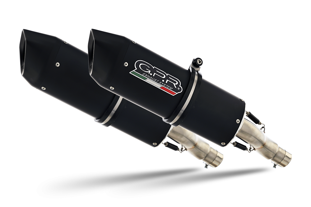 Exhaust system compatible with Aprilia Rsv 1000 R Factory 2006-2010, Furore Nero, Dual Homologated legal slip-on exhaust including removable db killers and link pipes 