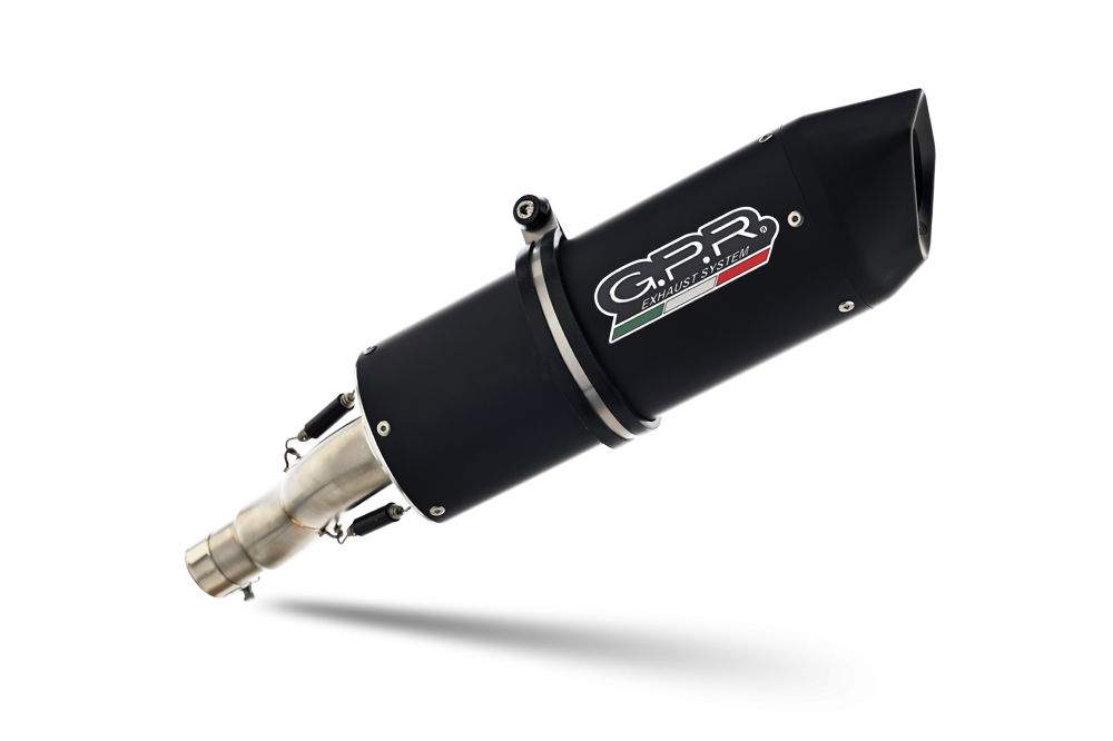 Exhaust system compatible with Moto Guzzi Stelvio 1200 8V 2011-2017, Furore Nero, Homologated legal slip-on exhaust including removable db killer, link pipe and catalyst 