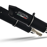 Exhaust system compatible with Aprilia Etv Caponord 1000 Rally 2001-2007, Furore Nero, Dual Homologated legal slip-on exhaust including removable db killers and link pipes 