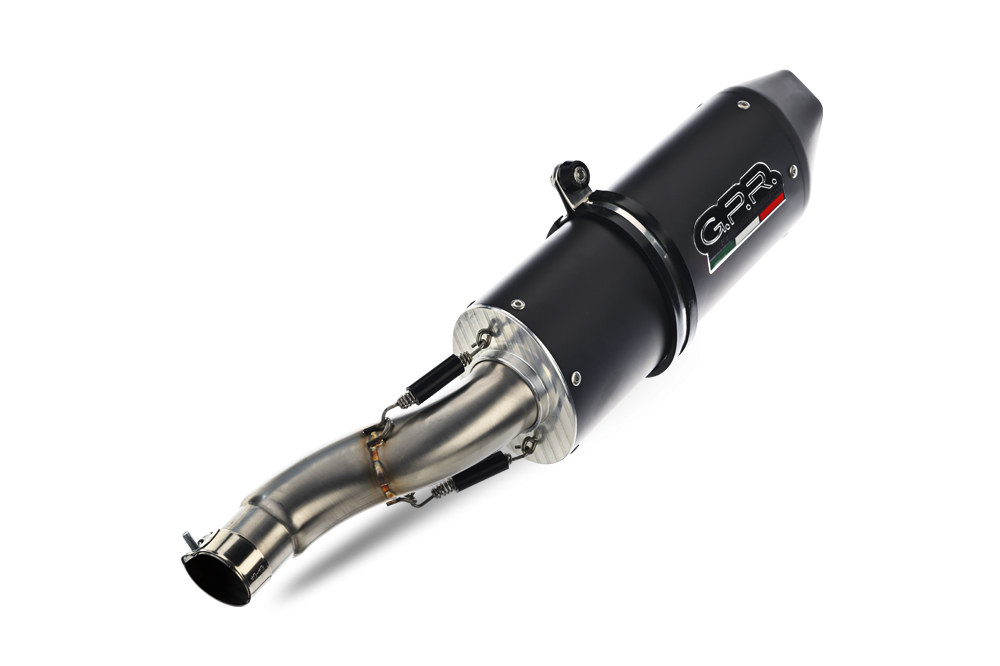 Exhaust system compatible with Aprilia Mana 850 Gt 2007-2016, Furore Nero, Homologated legal Mid-full system exhaust, including removable db killer and catalyst 
