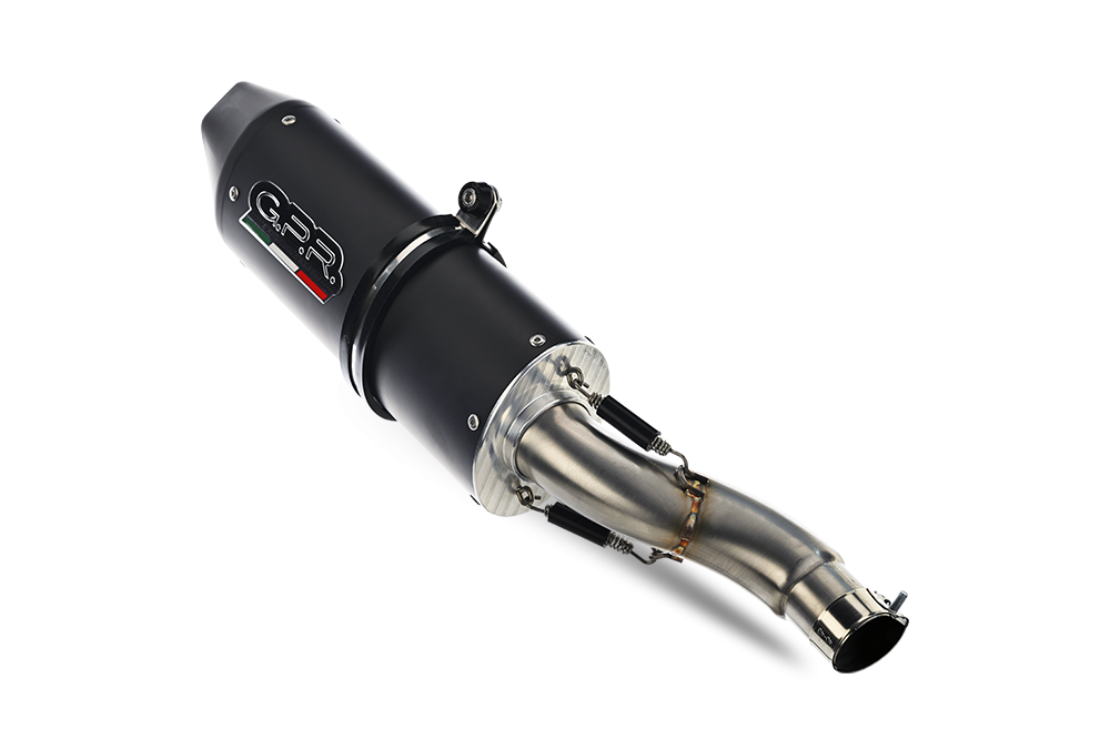 Exhaust system compatible with Aprilia Tuono R 1000 Factory 2006-2010, Furore Nero, Dual Homologated legal slip-on exhaust including removable db killers and link pipes 
