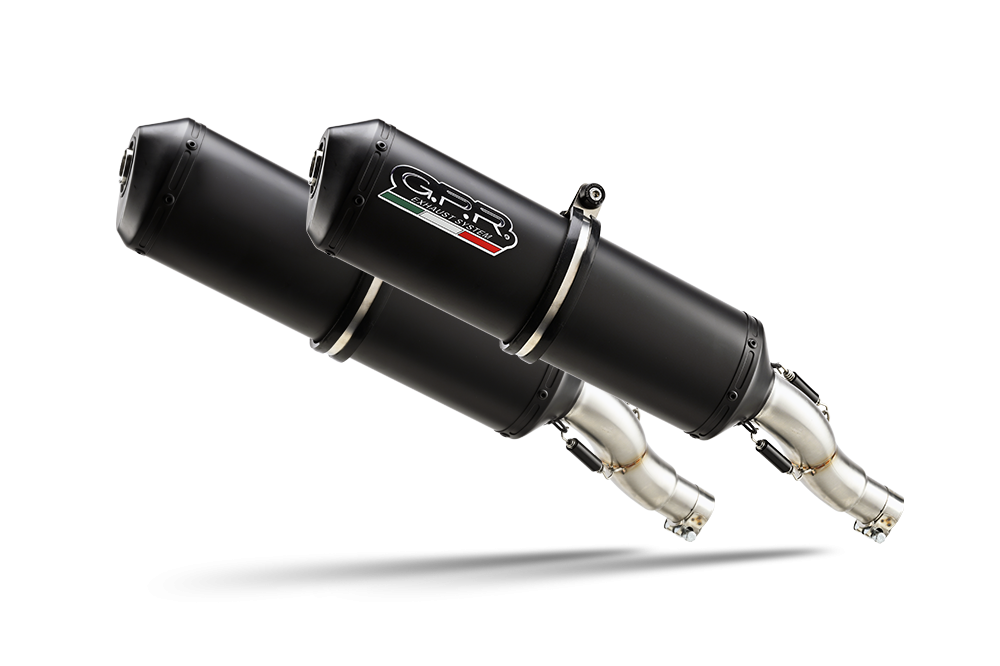 Exhaust system compatible with Yamaha Bt Bulldog 1100 2002-2007, Ghisa , Dual Homologated legal slip-on exhaust including removable db killers, link pipes and catalysts 