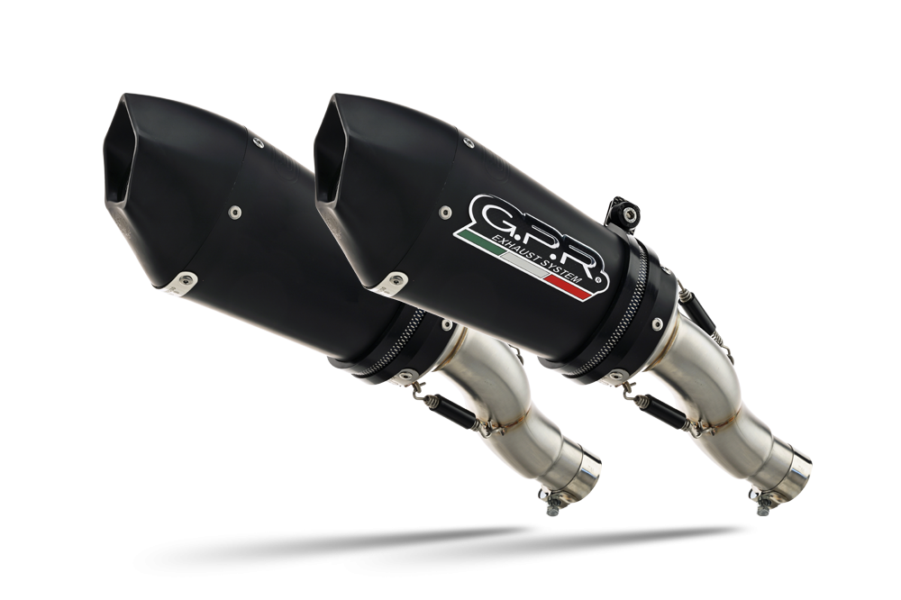 Exhaust system compatible with Kawasaki Z 1000 Sx 2017-2020, Gpe Ann. Black titanium, Dual Homologated legal slip-on exhaust including removable db killers and link pipes 