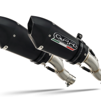 Exhaust system compatible with Kawasaki Z 1000 Sx 2011-2016, Gpe Ann. Black titanium, Dual Homologated legal slip-on exhaust including removable db killers and link pipes 