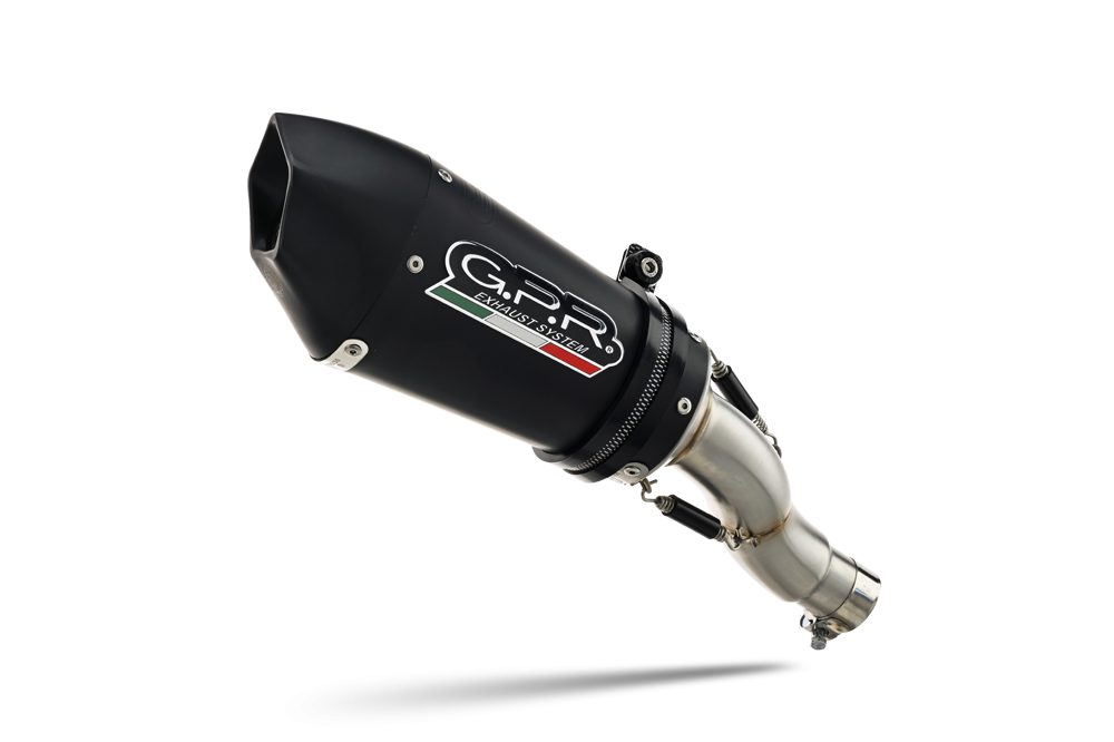 Scarico compatibile con Ducati Hyperstrada 821 2013-2016, Gpe Ann. Black titanium, Scarico omologato, silenziatore con db killer estraibile e raccordo specifico