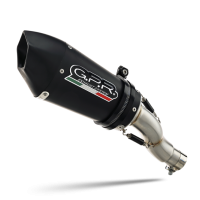 Exhaust system compatible with Ducati Hyperstrada 821 2013-2016, Gpe Ann. Black titanium, Homologated legal slip-on exhaust including removable db killer, link pipe and catalyst 