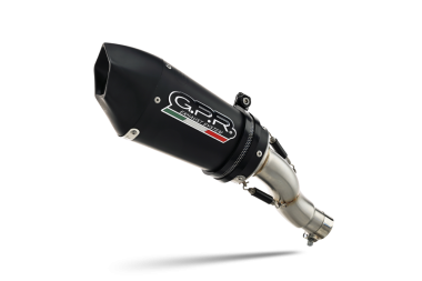 Exhaust system compatible with Yamaha Yzf R1/R1-M 2015-2016, Gpe Ann. Black titanium, Homologated legal slip-on exhaust including removable db killer and link pipe 