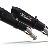 Exhaust system compatible with Ducati Multistrada 620 2005-2007, Gpe Ann. Black titanium, Dual Homologated legal slip-on exhaust including removable db killers and link pipes 
