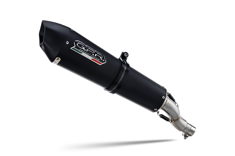 Exhaust system compatible with Suzuki V-Strom 650 2021-2024, GP Evo4 Black Titanium, Homologated legal Mid-full system exhaust, including removable db killer and catalyst 