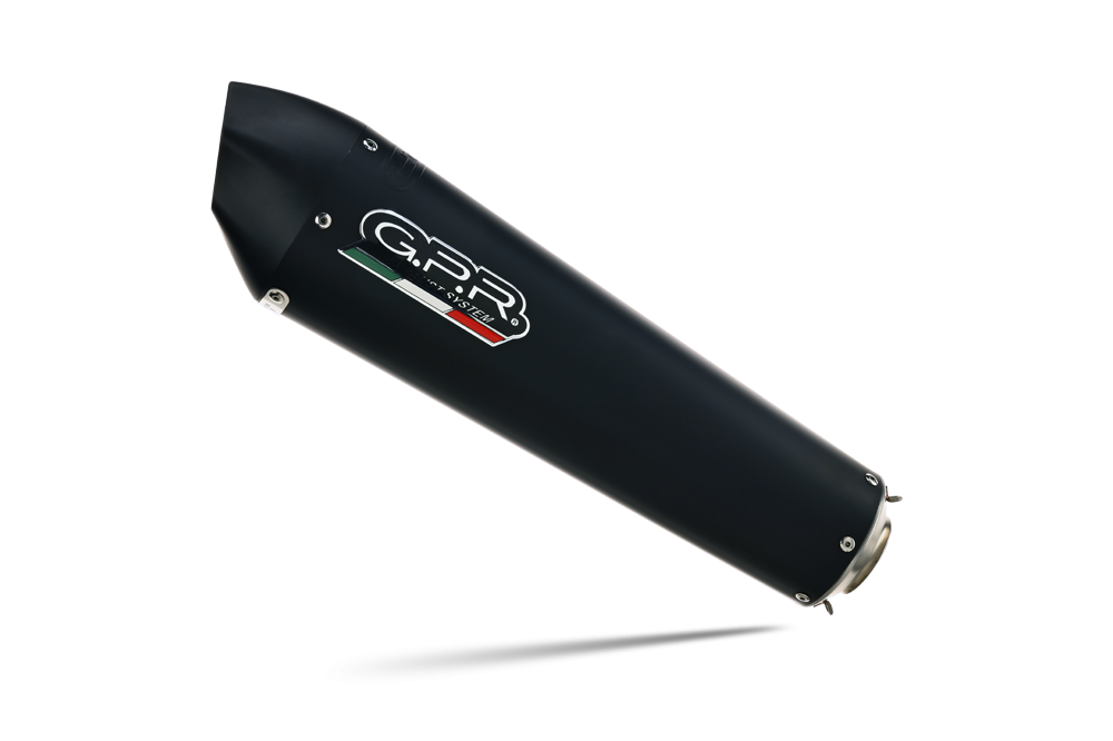 Exhaust system compatible with Aprilia Srv 850 2013-2014, Gpe Ann. Black titanium, Homologated legal Mid-full system exhaust, including removable db killer and catalyst 