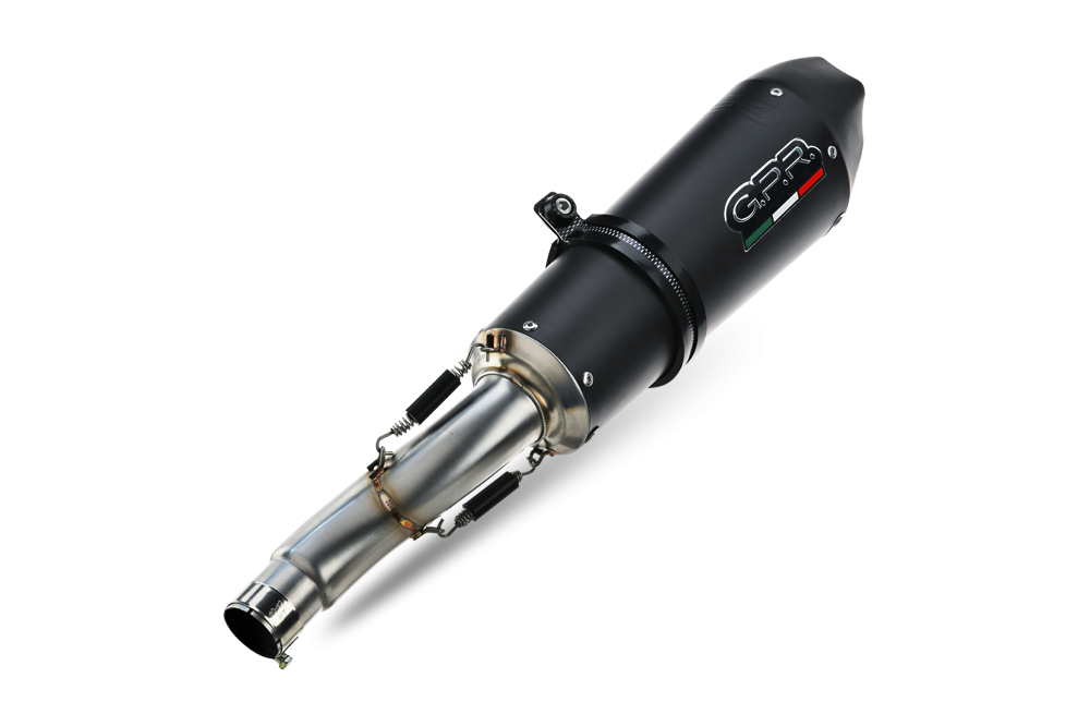 Exhaust system compatible with Ktm Enduro 690 R 2021-2023, GP Evo4 Black Titanium, Homologated legal slip-on exhaust including removable db killer, link pipe and catalyst 
