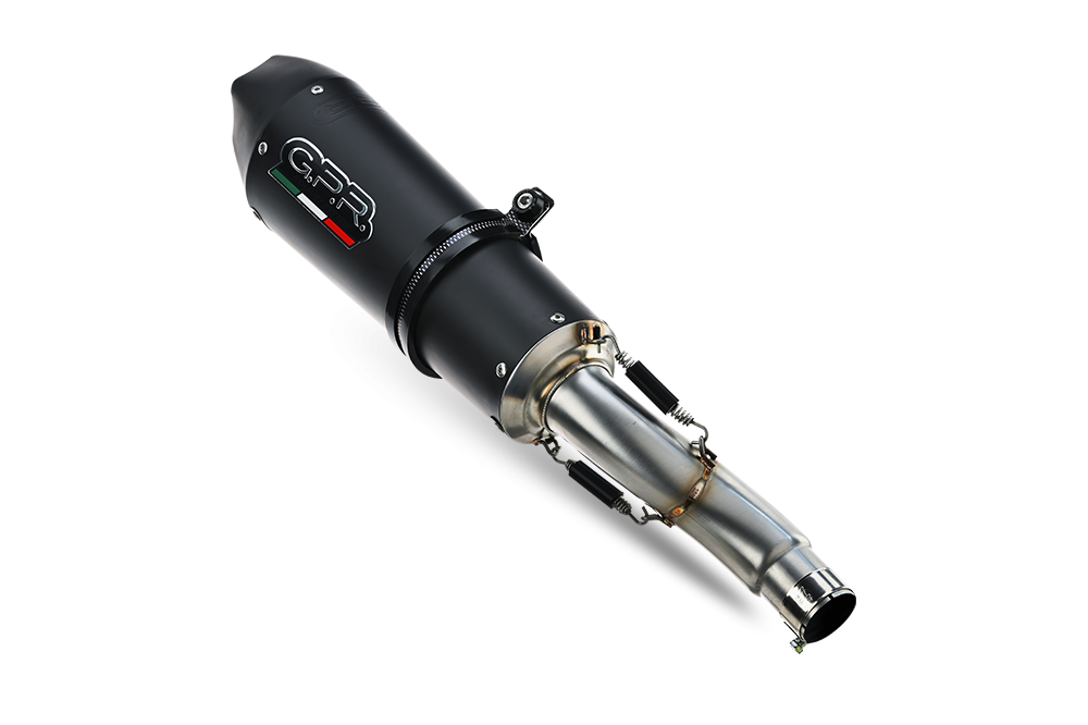 Scarico compatibile con Ducati Monster 797 2017-2021, GP Evo4 Black Titanium, Terminale di scarico omologato,fornito con db killer estraibile,catalizzatore e collettore