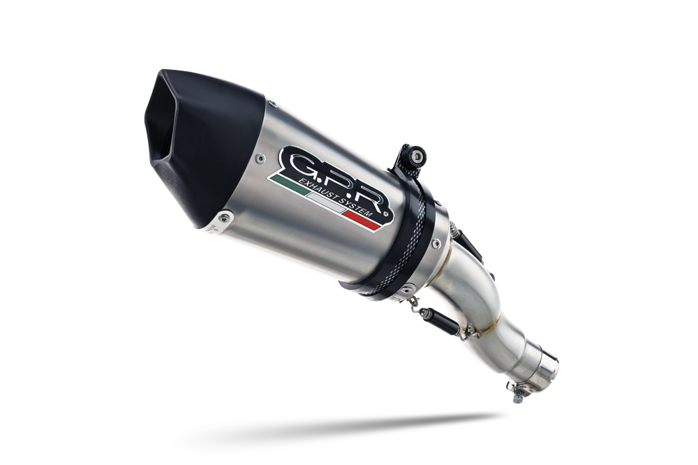 Exhaust system compatible with Ktm Adventure 390 2021-2024, GP Evo4 Titanium, Homologated legal slip-on exhaust including removable db killer and link pipe 