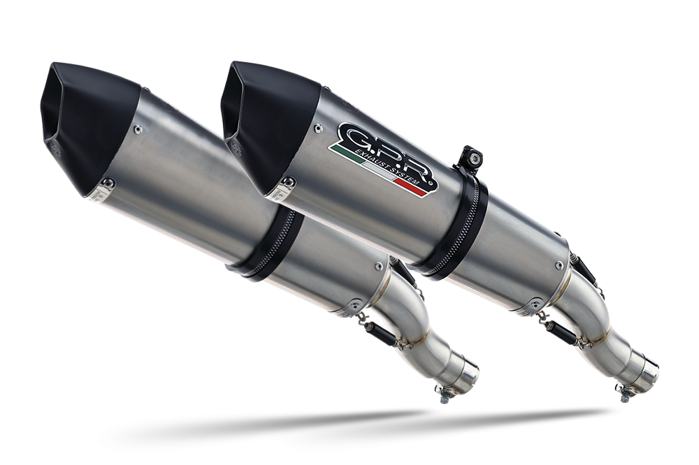 Exhaust system compatible with Aprilia Tuono R 1000 Factory 2006-2010, Gpe Ann. titanium, Dual Homologated legal slip-on exhaust including removable db killers and link pipes 