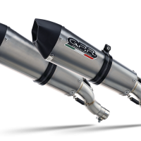 Exhaust system compatible with Aprilia Rsv 1000 R Factory 2006-2010, Gpe Ann. titanium, Dual Homologated legal slip-on exhaust including removable db killers, link pipes and catalysts 
