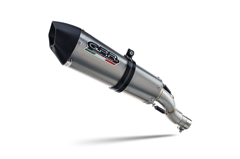 Exhaust system compatible with Aprilia Tuono 1100 V4 Rr 2017-2020, Gpe Ann. titanium, Homologated legal slip-on exhaust including removable db killer, link pipe and catalyst 
