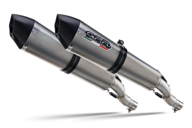 Exhaust system compatible with Yamaha Xt 660 X-R 2004-2014, Gpe Ann. titanium, Dual Homologated legal slip-on exhaust including removable db killers, link pipes and catalysts 
