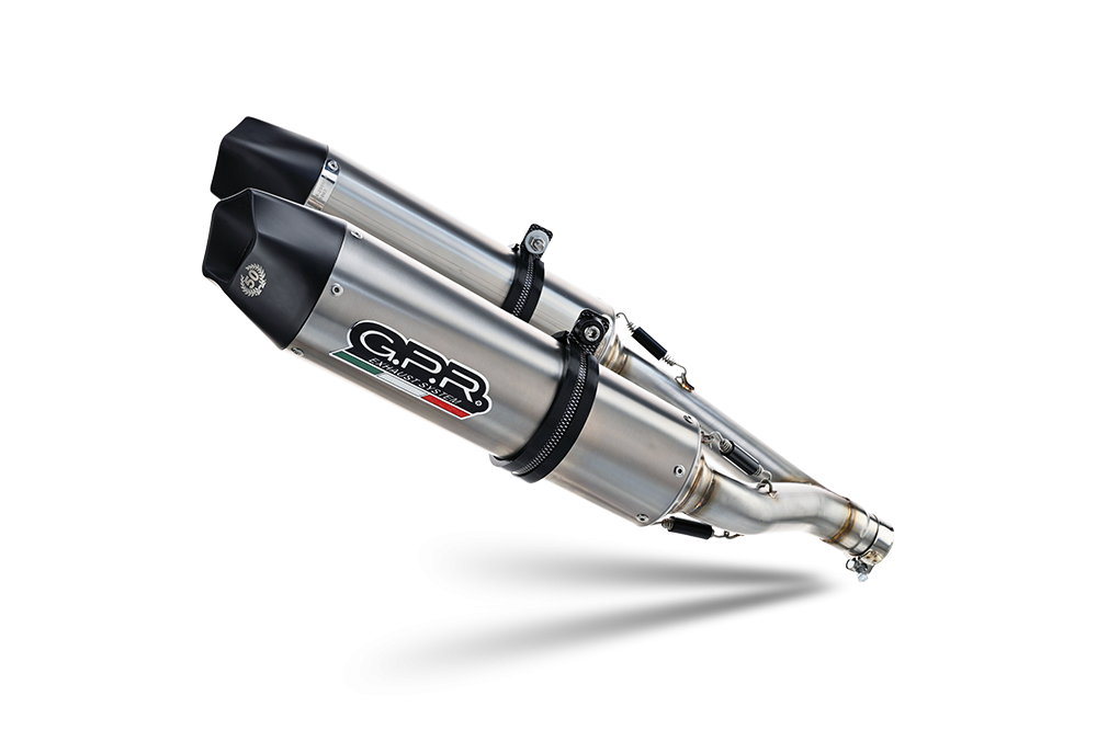 Exhaust system compatible with Aprilia Shiver 900 2017-2020, GP Evo4 Titanium, Dual Homologated legal slip-on exhaust including removable db killers and link pipes 