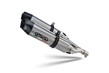 Exhaust system compatible with Aprilia Dorsoduro 750 2008-2016, Gpe Ann. titanium, Dual racing slip-on exhaust including link pipes 
