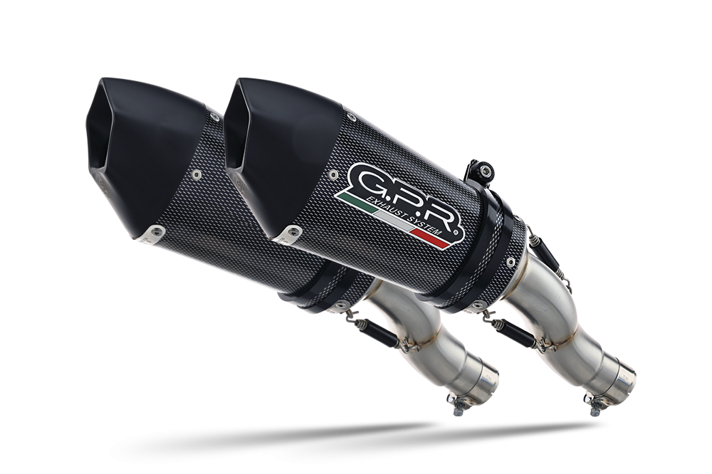 Exhaust system compatible with Ducati Hypermotard 1100 - 1100 Evo 2007-2012, Gpe Ann. Poppy, Dual Homologated legal slip-on exhaust including removable db killers and link pipes 