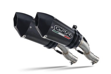Exhaust system compatible with Ducati Hypermotard 1100 - 1100 Evo 2007-2012, Gpe Ann. Poppy, Dual Homologated legal slip-on exhaust including removable db killers and link pipes 