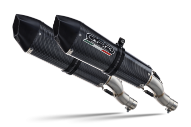 Scarico compatibile con Yamaha Fjr 1300 2017-2020, GP Evo4 Poppy, Coppia di terminali di scarico omologati, forniti con db killer removibili e raccordi specifici