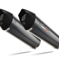 Exhaust system compatible with Aprilia Shiver 900 2017-2020, GP Evo4 Poppy, Dual Homologated legal slip-on exhaust including removable db killers and link pipes 