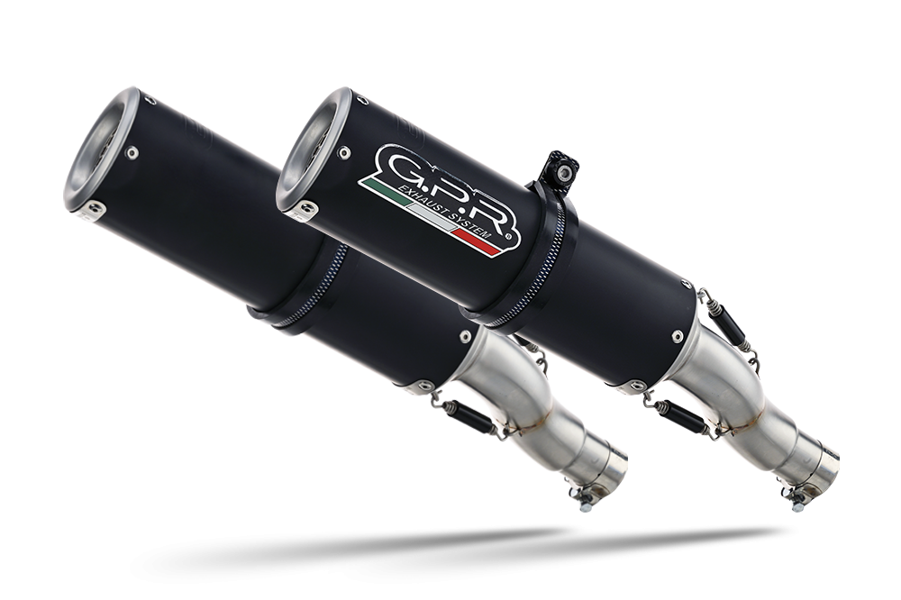 Exhaust system compatible with Ducati Monster 1100 2009-2010, M3 Black Titanium, Dual Homologated legal slip-on exhaust including removable db killers and link pipes 