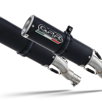 Exhaust system compatible with Ducati Monster 1100 2009-2010, M3 Black Titanium, Dual Homologated legal slip-on exhaust including removable db killers, link pipes and catalysts 