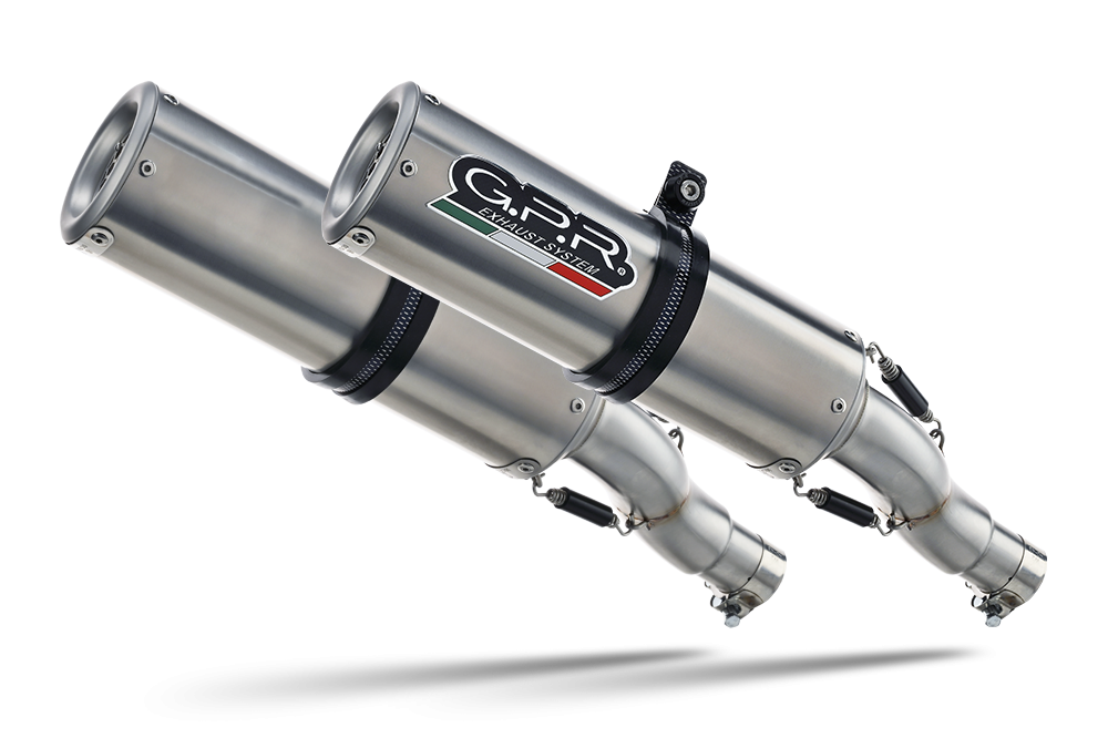 Exhaust system compatible with Aprilia Shiver 900 2017-2020, M3 Inox , Dual Homologated legal slip-on exhaust including removable db killers and link pipes 