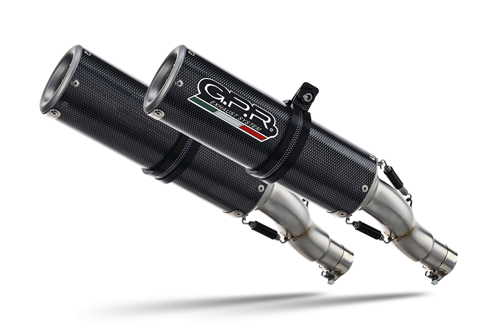 Exhaust system compatible with Aprilia Shiver 750 Gt 2007-2016, M3 Poppy , Dual Homologated legal slip-on exhaust including removable db killers and link pipes 