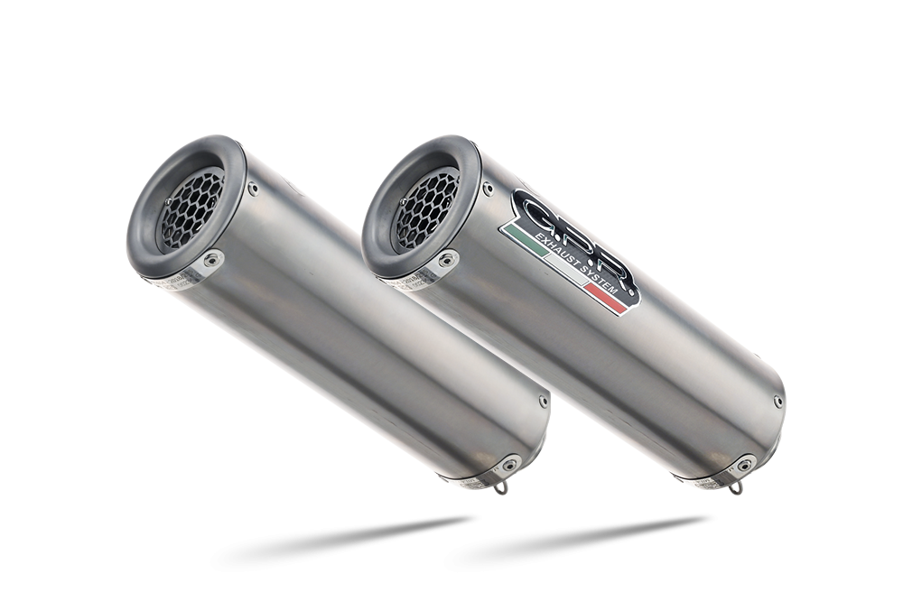 Exhaust system compatible with Aprilia Tuono R 1000 Factory 2006-2010, M3 Titanium Natural, Dual Homologated legal slip-on exhaust including removable db killers and link pipes 