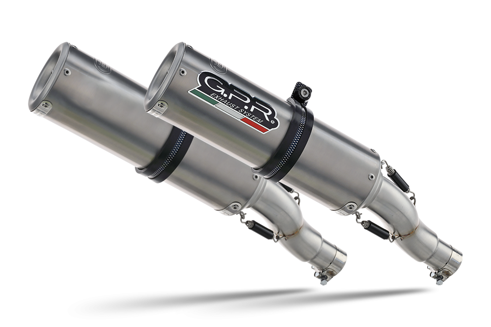 Exhaust system compatible with Ducati Hypermotard 1100 - 1100 Evo 2007-2012, M3 Titanium Natural, Dual Homologated legal slip-on exhaust including removable db killers and link pipes 