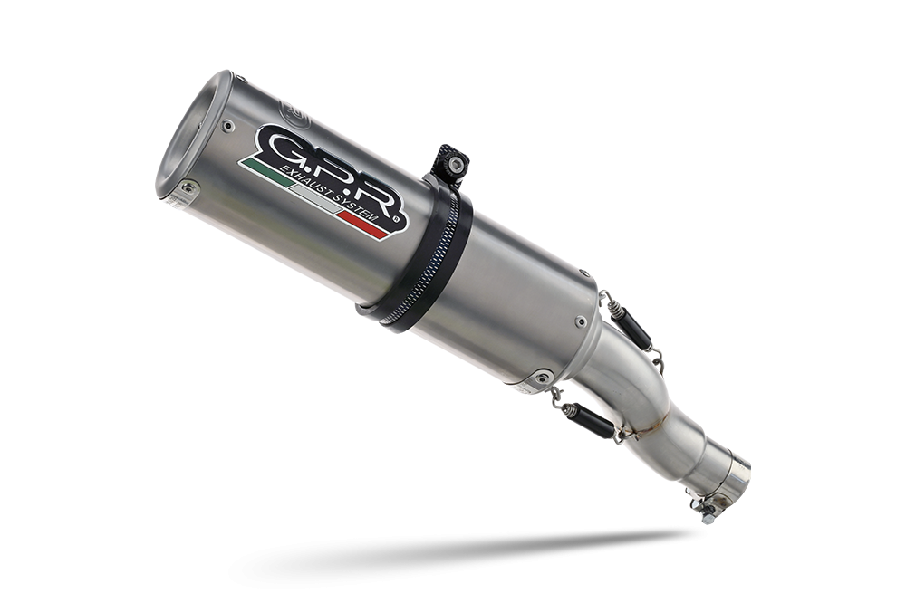 Exhaust system compatible with Suzuki Gsx-R 1000 / 1000 R 2017-2020, M3 Titanium Natural, Homologated legal slip-on exhaust including removable db killer and link pipe 