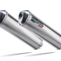 Exhaust system compatible with Aprilia Etv Caponord 1000 Rally 2001-2007, Satinox, Dual Homologated legal slip-on exhaust including removable db killers, link pipes and catalysts 