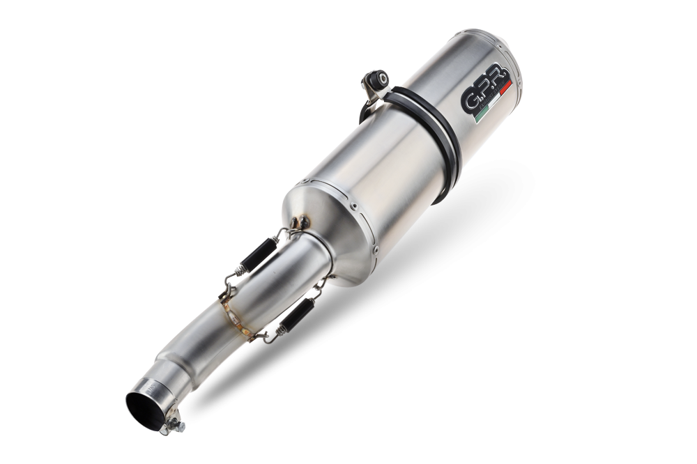 Exhaust system compatible with Aprilia Tuono R 1000 Factory 2006-2010, Satinox, Dual Homologated legal slip-on exhaust including removable db killers and link pipes 