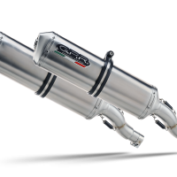 Exhaust system compatible with Aprilia Tuono R 1000 Factory 2006-2010, Satinox, Dual Homologated legal slip-on exhaust including removable db killers and link pipes 