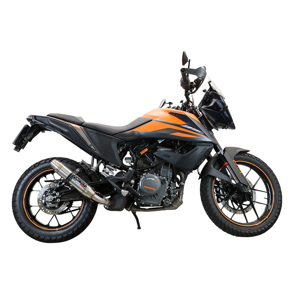 Scarico compatibile con Ktm Adventure 250 2020-2024, Deeptone Inox, Terminale di scarico racing, con raccordo, senza omologazione