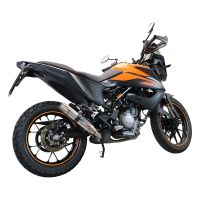 Exhaust system compatible with Ktm Adventure 390 2021-2024, Deeptone Inox, Homologated legal slip-on exhaust including removable db killer and link pipe 