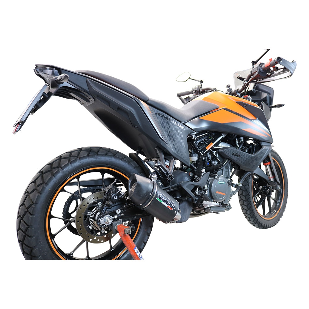 Scarico compatibile con Ktm Adventure 250 2020-2024, Furore Nero, Terminale di scarico racing, con raccordo, senza omologazione