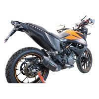 Exhaust system compatible with Ktm Adventure 390 2021-2024, Furore Evo4 Nero, Homologated legal slip-on exhaust including removable db killer and link pipe 