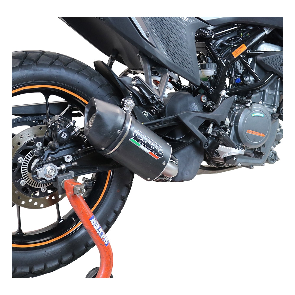 Scarico compatibile con Ktm Adventure 250 2020-2024, Furore Nero, Terminale di scarico racing, con raccordo, senza omologazione
