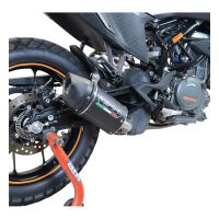 Exhaust system compatible with Ktm Adventure 390 2021-2024, Furore Evo4 Nero, Homologated legal slip-on exhaust including removable db killer and link pipe 