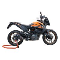 Exhaust system compatible with Ktm Adventure 390 2021-2024, GP Evo4 Poppy, Homologated legal slip-on exhaust including removable db killer and link pipe 