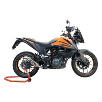 Exhaust system compatible with Ktm Adventure 390 2021-2024, M3 Inox , Homologated legal slip-on exhaust including removable db killer and link pipe 