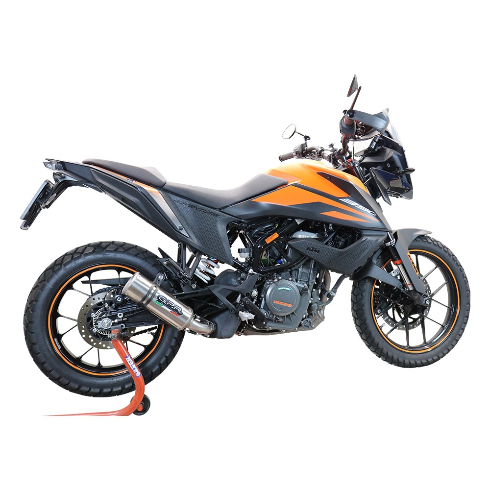 Exhaust system compatible with Ktm Adventure 390 2021-2024, M3 Inox , Homologated legal slip-on exhaust including removable db killer and link pipe 