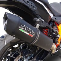 Exhaust compatible with Ktm LC 8 Super Adventure 1290 - S - R - T 2017-2020, Furore Evo4 Nero, Homologated legal slip-on exhaust including removable db killer and link pipe 