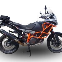 Exhaust compatible with Ktm LC 8 Super Adventure 1290 - S - R - T 2017-2020, Furore Evo4 Nero, Homologated legal slip-on exhaust including removable db killer and link pipe 